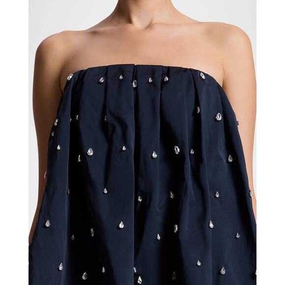 A.L.C.  Holly Embellished Strapless Bubble Hem Mini Dress in Navy 10 - Picture 3 of 4